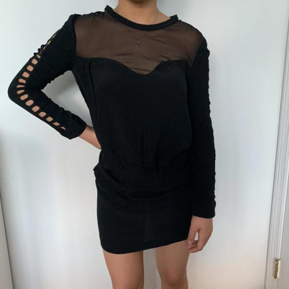 Iro Mini Black Dress Long Sleeve